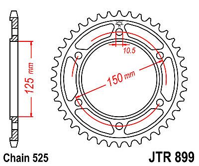 REAR SPROCKET JT JTR899 42 TEETH
