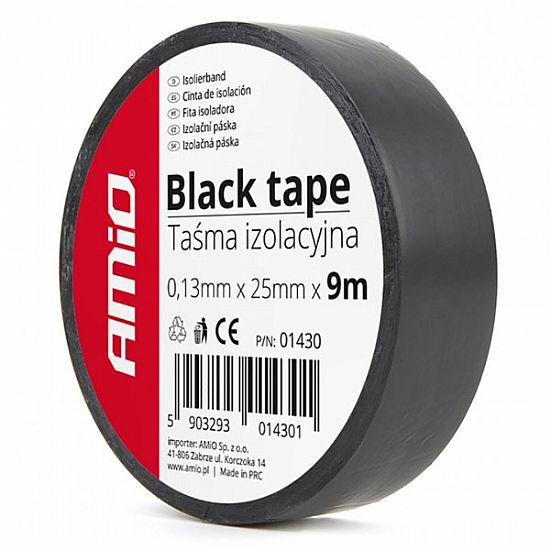 AMIO BLACK TAPE 25MM X 9M