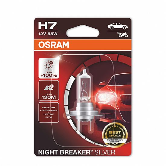 OSRAM ΛΑΜΠΑ NIGHT BREAKER SILVER H7 ΑΛΟΓΟΝΟΥ 12V 55W 1ΤΜΧ