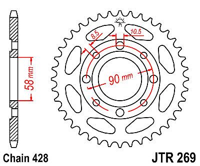 REAR SPROCKET JT JTR269 43 TEETH